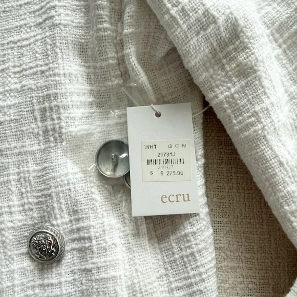 NWT Ecru Size Small White Textured Blazer - Picture 2 of 4
